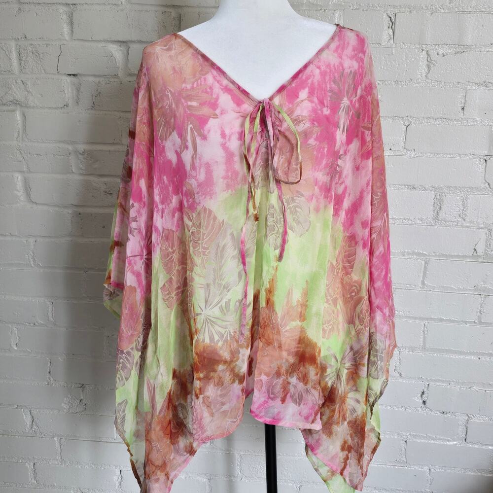 Original Antthony Boho Tropical Floral Chiffon Kaftan Top┃Resortwear Cover up